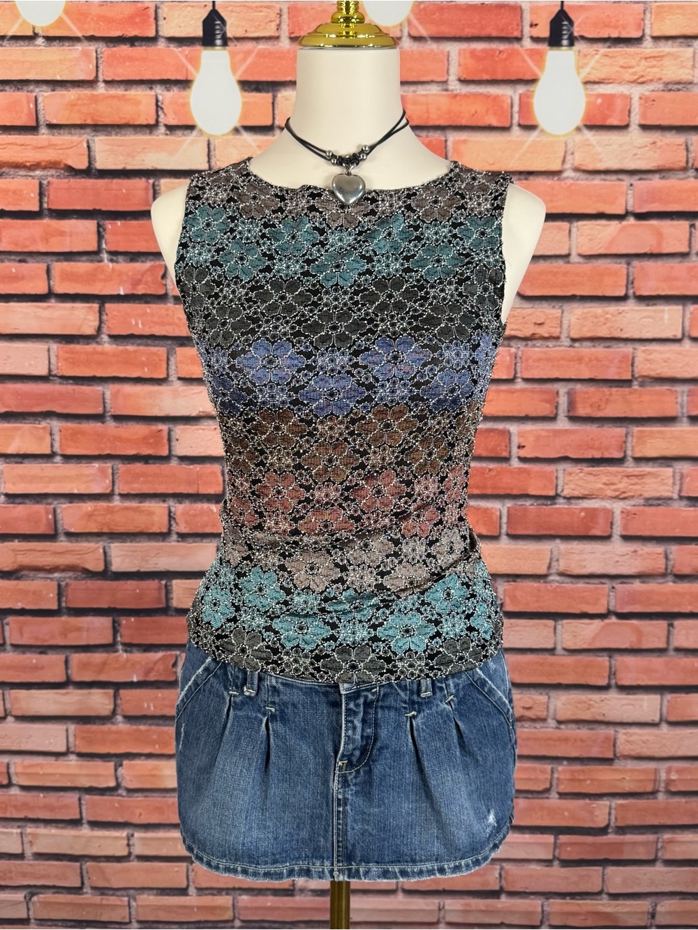 y2k floral tank top